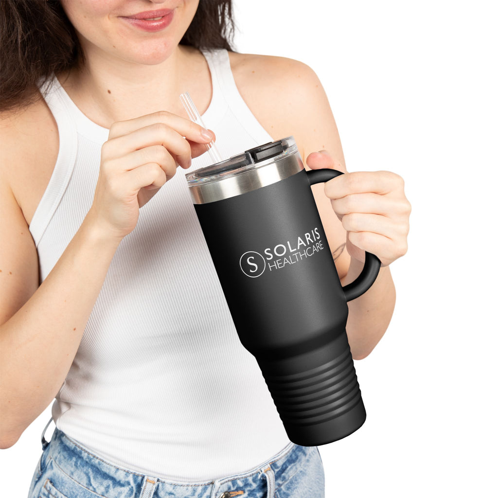 40oz Insulated Stainless Steel Tumbler with Straw & Handle